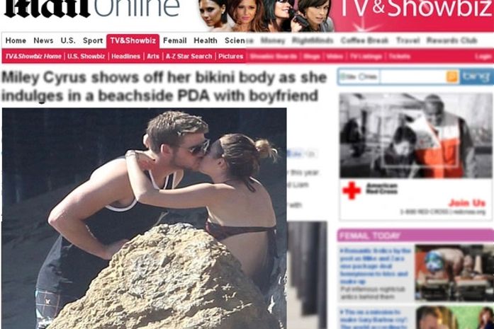 Jornal publica foto de Miley Cyrus de biquíni com o namorado
