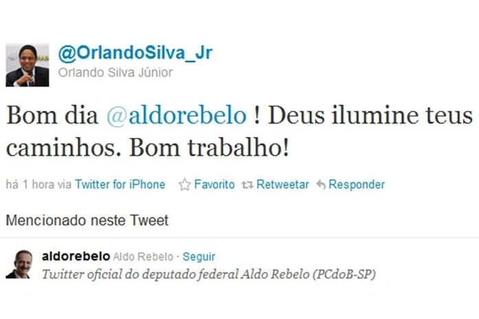 Esporte: Orlando Silva deseja bom trabalho a Aldo Rebelo