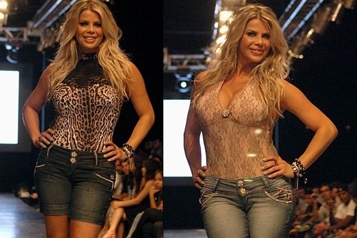 Mais gordinha, Karina Bacchi desfila de oncinha e renda em Goiânia