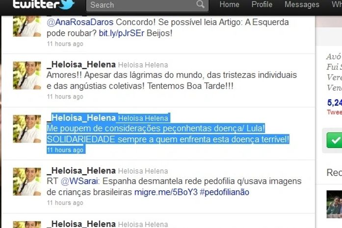 Heloisa Helena mostra solidariedade a Lula e reclama de internautas