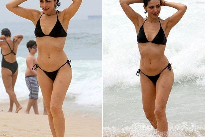Letícia Sabatella aproveita domingo de sol na praia