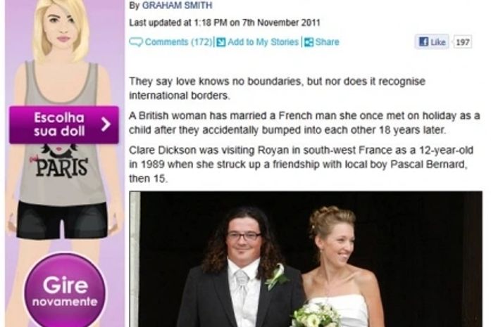 Britânica e francês se casam após reencontro 18 anos depois