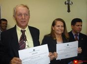 Novo prefeito de Joaquim Gomes, Antônio de Araújo Barros, o Toinho Batista, e 
'sua vice, Ana do Jaime.