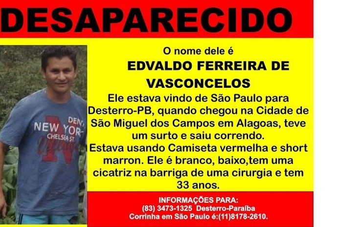 Família busca notícias de paraibano desaparecido São Miguel