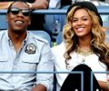 Jay-Z e Beyoncé durante partida de tênis, em junho