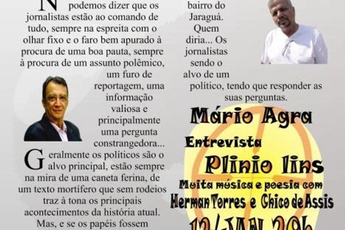 Jornalista Plinio Lins inicia projeto Fora de Pauta