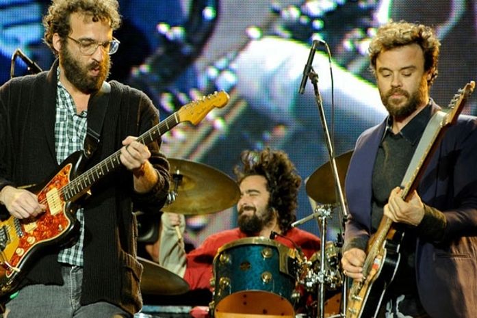 arcelo Camelo, Rodrigo Barba e Rodrigo Amarante, em show do Los Hermanos no SWU, em 2010