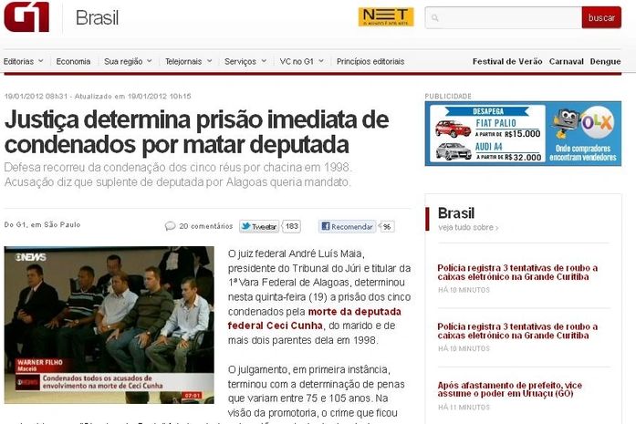Imprensa nacional repercute condenação de envolvidos em chacina
