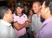 Prefeito James, Túlio Maravilha, senador Renan e prefeito Cristiano Matheus