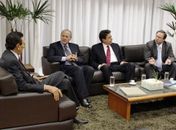 Senador Renan com Edison Lobão, prefeito Luciano e dirigente da Vale Verde em Brasília