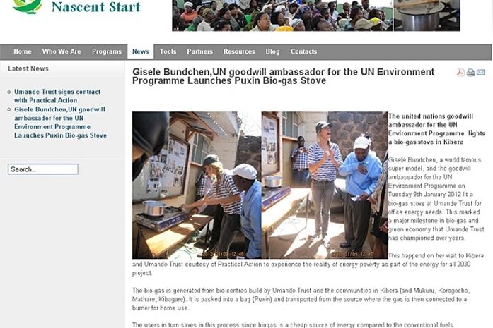 Bündchen visita Kibera, a maior favela de Nairóbi, no Quênia