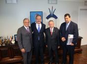 Governador Téo Vilela, ministro dos esportesAldo Rebelo, senador Benedito de Lira e secretário de esportes Jorge VI., 