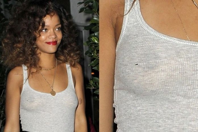 Rihanna deixa seios à mostra em Los Angeles
