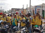 Motoqueiros fecharam o centro da cidade desde as primeiras horas da manhã