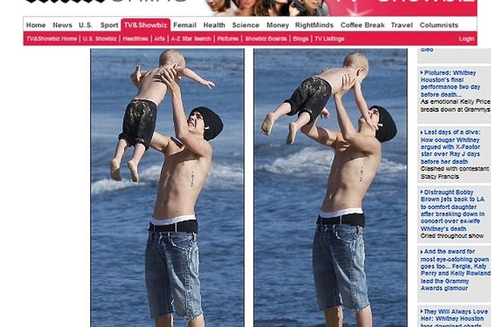 Cantor Justin Bieber brinca com o irmão caçula