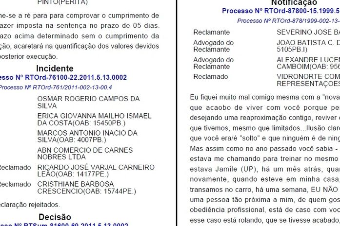 Carta foi publicado no lugar de despacho