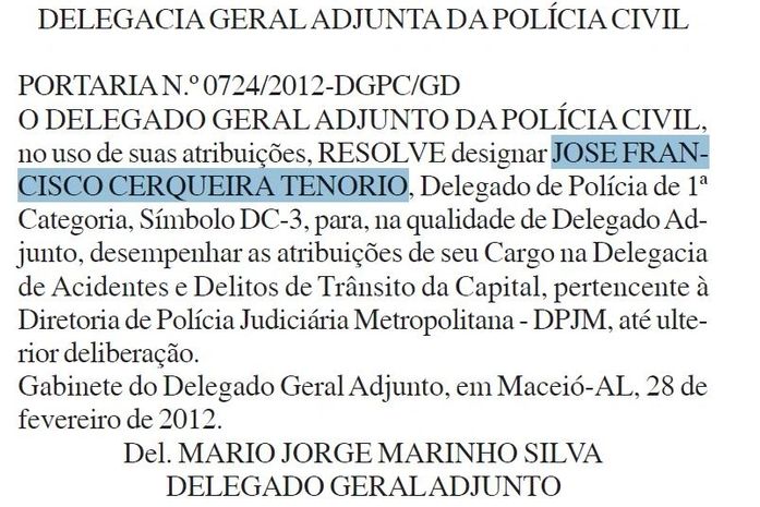 Nomeação de Francisco Tenório