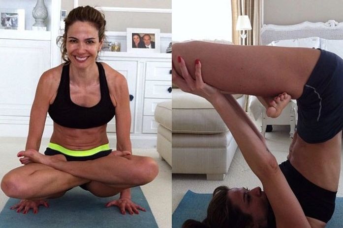 Luciana Gimenez faz poses polêmicas durante aula de ioga