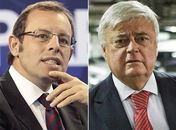 O presidente do Barcelona, Sandro Rosell (esq.), e o presidente da CBF, Ricardo Teixeira
