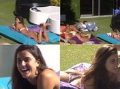Laisa põe biquini e é cercada por hermanos