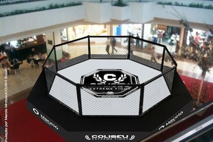 Simulação de octógono no shopping.