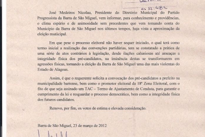 Pré-candidato solicita ao MP intervenção no processo eleitoral