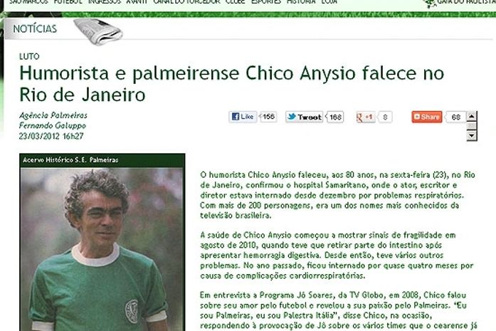 Palmeiras vai usar personagens de Chico Anysio na camisa contra o Corinthians