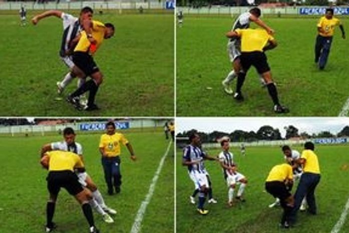 No Amazonense, jogador é expulso e agride o árbitro e repórteres locais