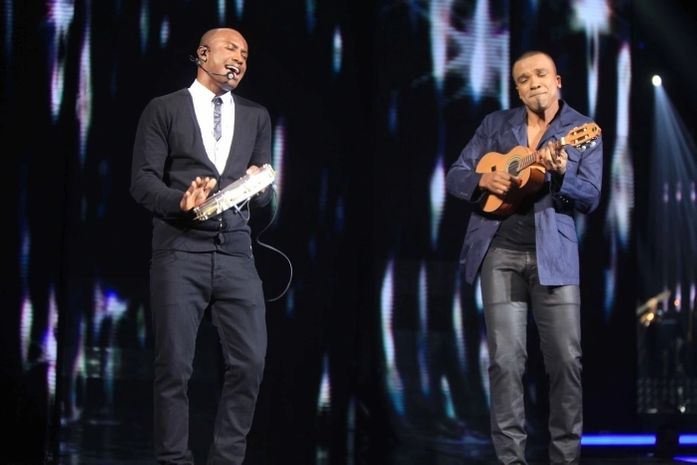 Thiaguinho canta com Alexandre Pires e Luiza Possi