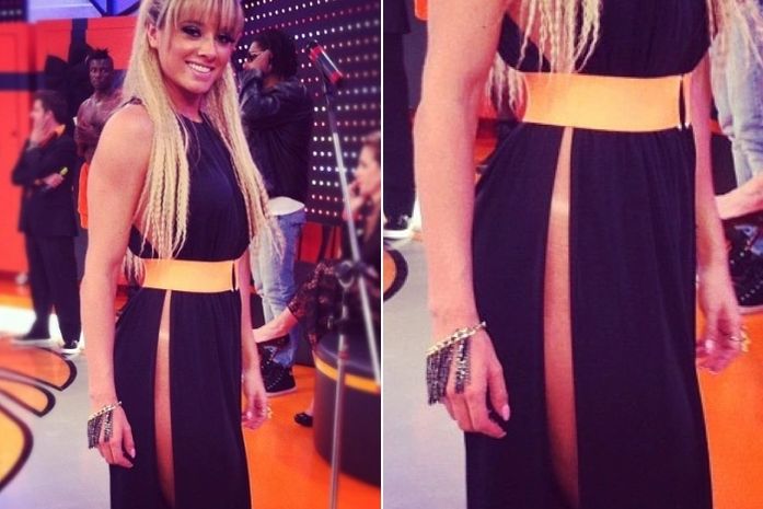 Salimeni estaria sem calcinha sob vestido de enorme fenda?