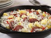 Experimente arroz com linguiça e mandicoa