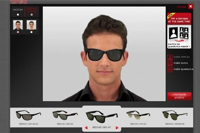 Prove lançamentos de óculos Ray-Ban virtualmente