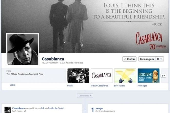 Facebook irá transmitir o filme 'Casablanca' para usuários