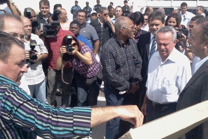 Prefeito de Maceió, Cícero Almeida, senador Benedito de Lira, senador Renan Calheiros e o ex-governador, Ronaldo Lessa (PDT)