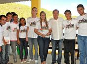 Senador Renan com Mellina Freitas e outras lideranças da JPMDB em Alagoas