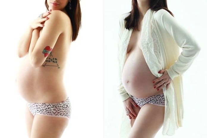 Grávida de oito meses, Mel Lisboa faz topless em ensaio
