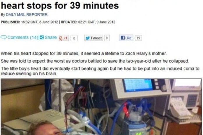 Menino de 2 anos sobrevive após seu coração ficar 39 minutos parado