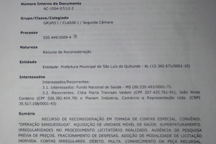 Ex-prefeito de São Luiz do Quitunde é condenado pelo TCU