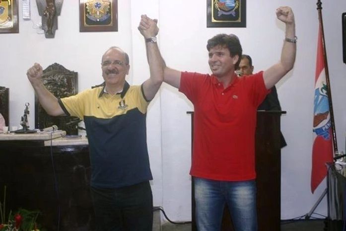 Ronaldo Lopes (E) e o ex-prefeito Marcius Beltrão unem PMDB, PDT e mais sete partidos na disputa em Penedo