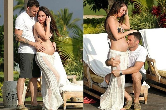Megan Fox curte gravidez com o marido no Havaí