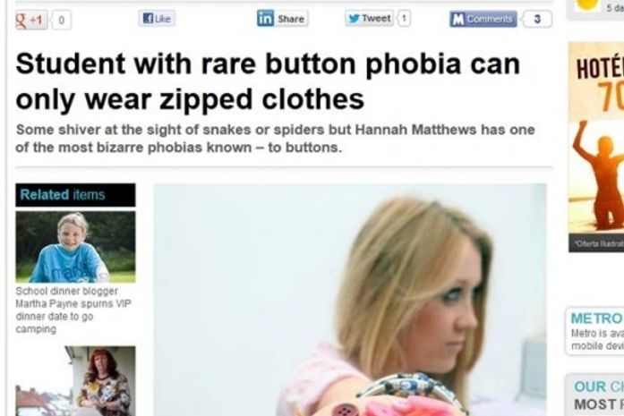 Britânica tem fobia de botões e só consegue usar roupas com zíper