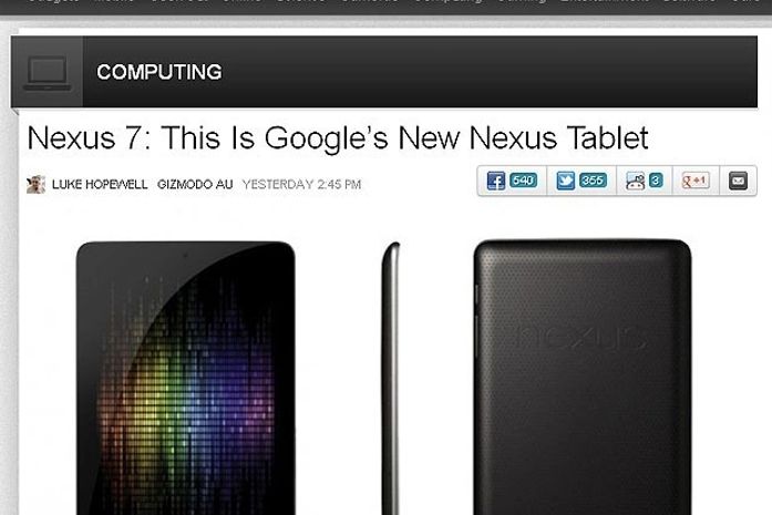 Documento expõe fotos e detalhes de tablet do Google, diz site