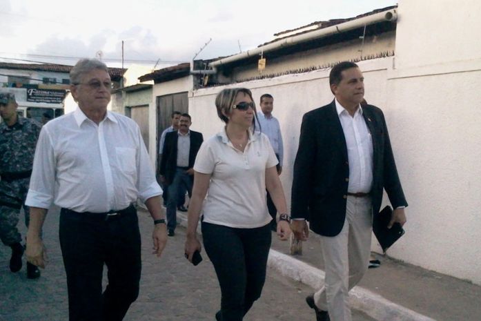 Governando Teotonio Vilela durante a vista da secretária nacional de segurança pública Regina Miki