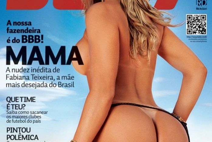 A ex-BBB Fabiana na capa da revista Sexy: marido aprovou derrière