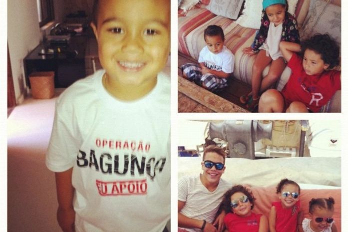 Operação bagunça: filhos de Ronaldo se divertem com amiguinhos