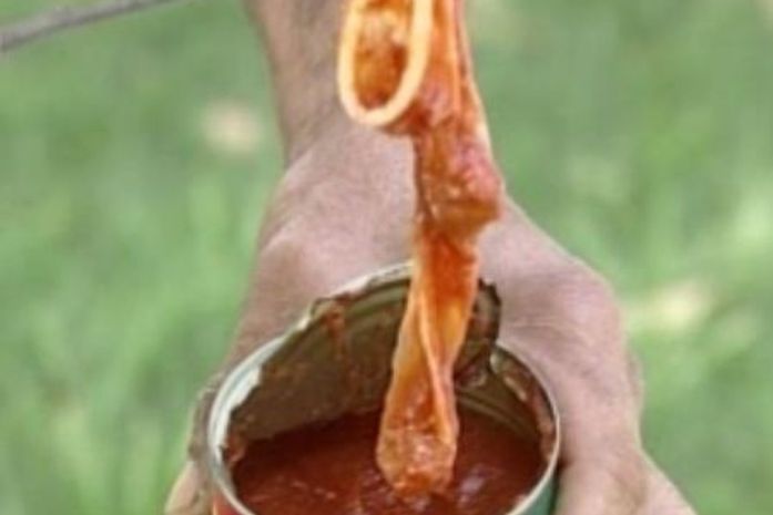 Dona de casa encontra camisinha em lata de extrato de tomate