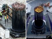 Pira olímpica é apagada para mudança de local e é acesa novamente no Estádio Olímpico (Foto: AFP)