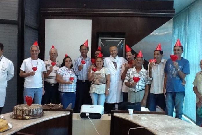 Gilberto comemorando no Instituto do Coração