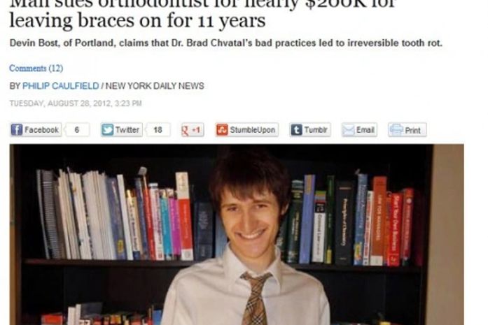 Americano processa ortodontista por usar aparelho dentário por 11 anos