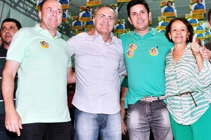 Prefeito Nen, senador Renan e os candidatos a vice Rubinho e a prefeita, Ester Damasceno